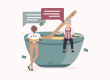Fathom illustration of a couple baking a cake