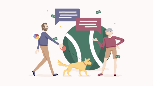 Fathom illustration of Retirement planning all starts with a conversation. Fathom illustration of Retirement planning all starts with a conversation.